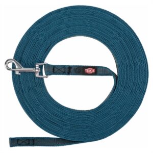 Trixie Hondenriem Sleeplijn Met Rubber Anti Slip Petrol Blauw S/m 10 Mtr X 1,5 CM