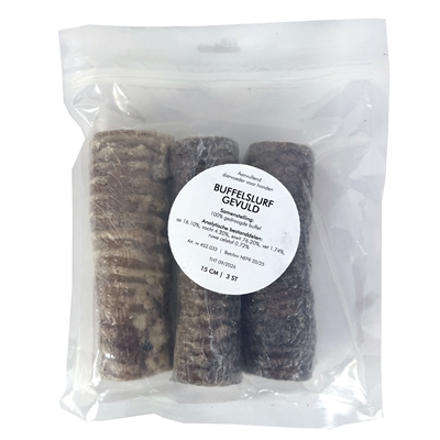 Petsnack Buffelslurf Gevuld 15 cm - 3 stuks
