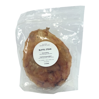 Petsnack Buffel Steak 3 stuks - Gedroogde hondenkauwsnack