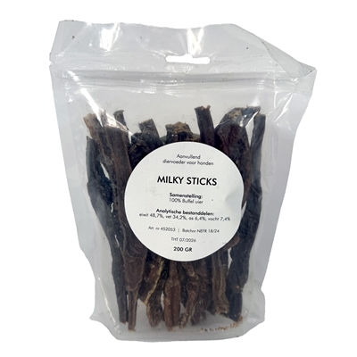 Petsnack Milky Sticks 200 GR - Gedroogde buffeluier snacks