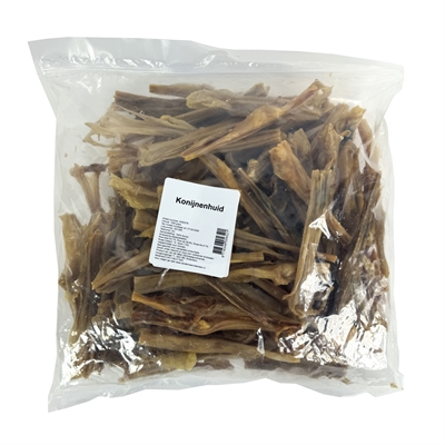 Petsnack Konijnenhuid Gezaagd 1 KG voor honden