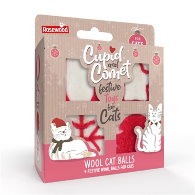 Cupid & Comet Wollen Ballen 4 Stuks voor Katten
