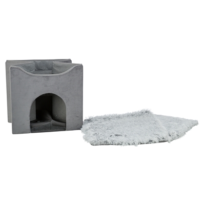 Trixie Kattenhuis Harvey Grijs-wit/Zwart 38x38x38 cm
