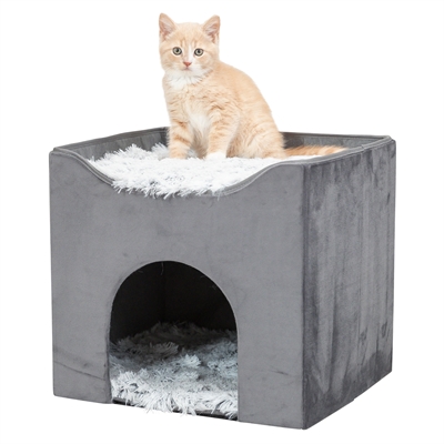 Trixie Kattenhuis Harvey Grijs-wit/Zwart 38x38x38 cm