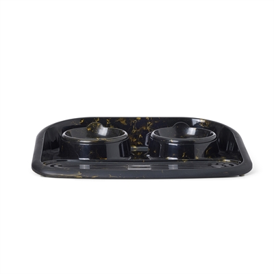 Savic Butler Voer- en Drinkbak Marble Zwart/Goud 45x36x8 CM 2x300 ML