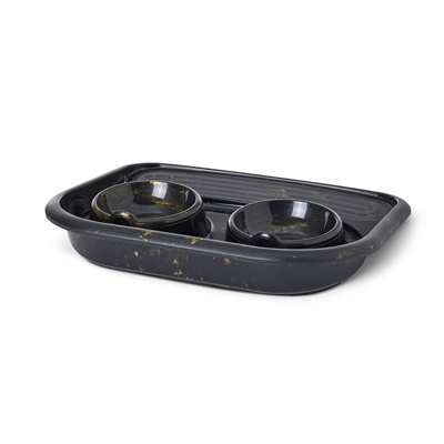 Savic Butler Voer- en Drinkbak Marble Zwart/Goud 45x36x8 CM 2x300 ML