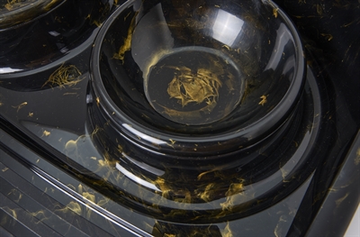 Savic Butler Voer- en Drinkbak Marble Zwart/Goud 45x36x8 CM 2x300 ML