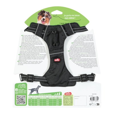 Zolux Easyride Hondentuig Zwart XS 26-38 cm met uittrekbare riem
