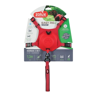 Zolux Easyride Hondentuig Rood XS 26-38 cm met uittrekbare riem