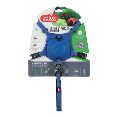 Zolux Easyride Hondentuig Blauw S 33-49 cm met uittrekbare riem