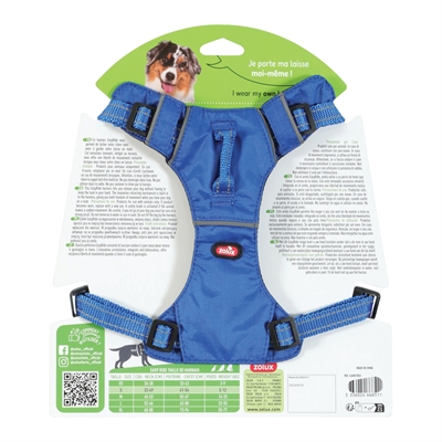 Zolux Easyride Hondentuig Blauw S 33-49 cm met uittrekbare riem