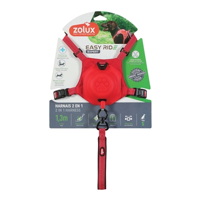 Zolux Easyride Hondentuig Rood S 33-49x41-54 cm met uittrekbare riem