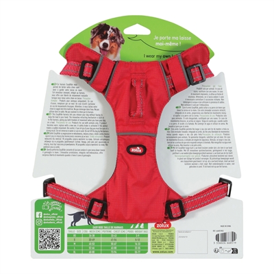 Zolux Easyride Hondentuig Rood S 33-49x41-54 cm met uittrekbare riem