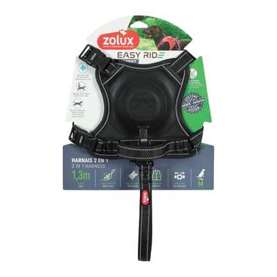 Zolux Easyride Hondentuig Zwart M 41-57 cm met uittrekbare riem