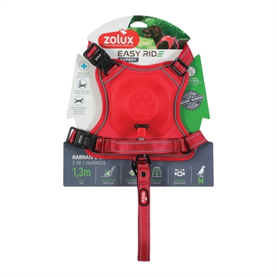 Zolux Easyride Hondentuig Rood M 41-57 cm met uittrekbare riem