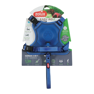 Zolux Easyride Hondentuig Blauw L 46-64 cm met uittrekbare riem