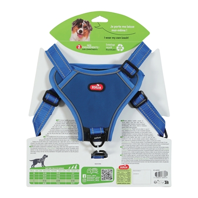 Zolux Easyride Hondentuig Blauw L 46-64 cm met uittrekbare riem