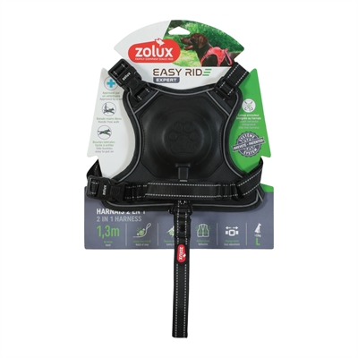 Zolux Easyride Hondentuig Zwart L 46-64 cm met uittrekbare riem