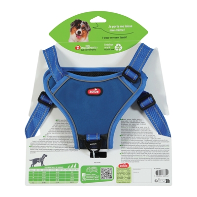 Zolux Easyride Hondentuig Blauw XL 56-80 cm met uittrekbare riem