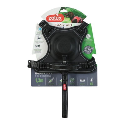 Zolux Easyride Hondentuig Zwart XL 56-80 cm met uittrekbare riem