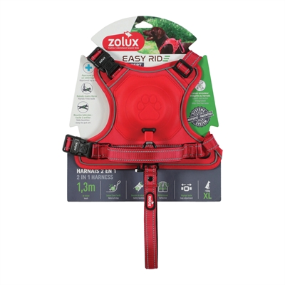 Zolux Easyride Hondentuig Rood XL 56-80 cm met uittrekbare riem