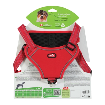 Zolux Easyride Hondentuig Rood XL 56-80 cm met uittrekbare riem