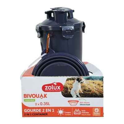 Zolux Bivouak 2-in-1 Fles met Bak Blauw 2x350 ml