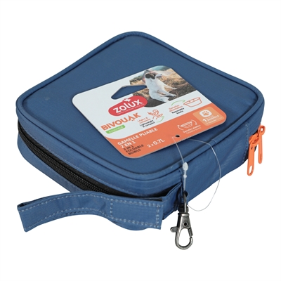 Zolux Bivouak 2in1 Opvouwbare Voer- en Drinkbak Blauw 2x700 ml
