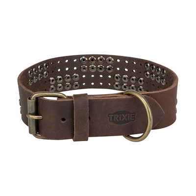 Trixie Halsband Hond Rivet Rustic Vetleer Donkerbruin XL 55-65 Cmx4 CM