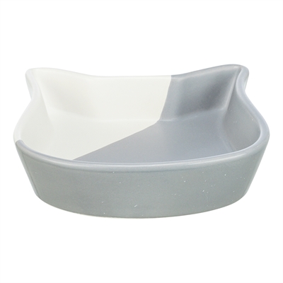 Trixie Kattenkop Voerbak Keramiek 13 CM 200 ML Grijs/Wit