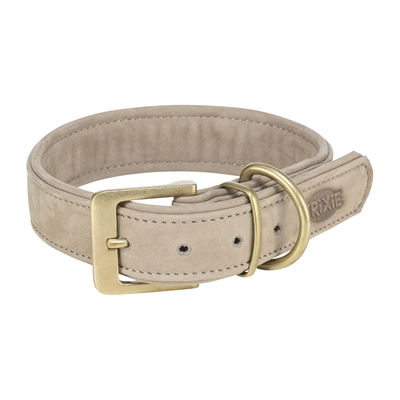 Trixie Halsband Hond Leer Lichtgrijs S-M 31-37x3 CM