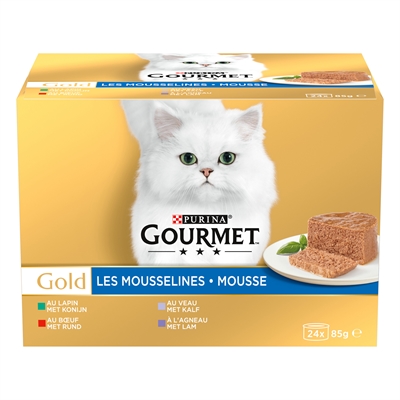 Gourmet Gold Mousse Mixed Konijn / Rund / Kalf / Lam 24x85 GR