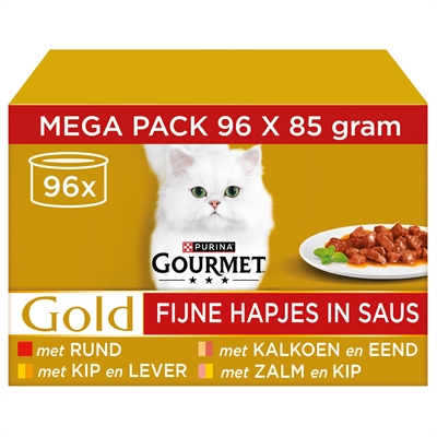 Gourmet Gold Chunks In Gravy 96x85g Rund, Zalm, Kalkoen, Kip