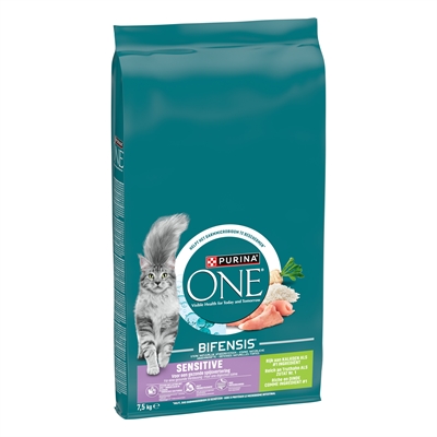 Purina One Sensitive Kattenvoer Kalkoen/Rijst 7,5 KG