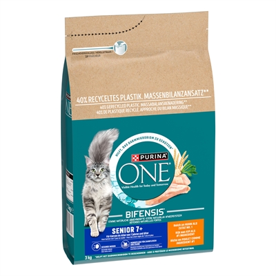 Purina One Senior Kat Droogvoer Kip/Volkoren Granen 3 KG
