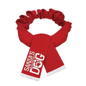 Plenty Gifts Kerst Sjaal Santa's Favorite Dog Rood XL 65-113 cm