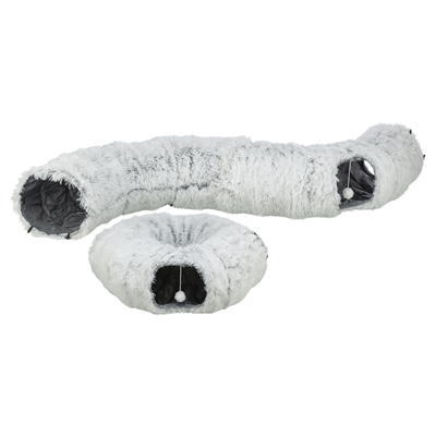 Trixie Harvey Pluche Speeltunnel/Donut 160x25 cm Wit/Grijs