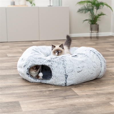Trixie Harvey Pluche Speeltunnel/Donut 160x25 cm Wit/Grijs
