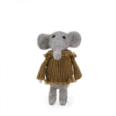 Cupid & Comet Kerstduo Wol: Beer en Olifant 12x5 cm