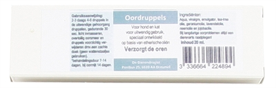 Dierendrogist Oordruppels Hond / Kat 20 ML