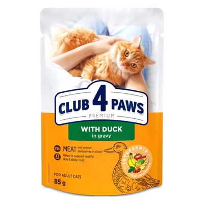CLUB 4 PAWS Adult Eend In Jus Pouch 24x85 GR