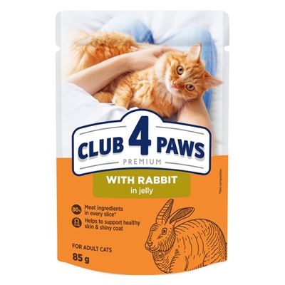 Club 4 Paws Adult Konijn in Gelei Pouch 24x85 GR