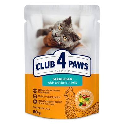Club 4 Paws Adult Sterilised Kip In Gelei 24x80 GR
