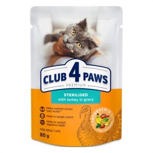 Club 4 Paws Adult Sterilised Kalkoen In Jus 24x80 gr