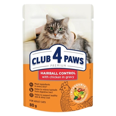 Club 4 Paws Adult Hairball Control Natvoer 24x80 GR