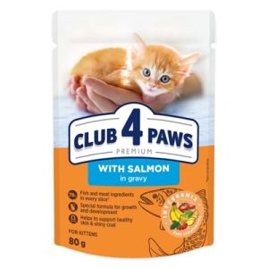 Club 4 Paws Kitten Zalm In Jus Pouch 24x80 GR