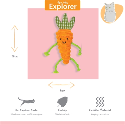 Happy Pet Tabby Patch Wortels met Catnip 14 cm en 20 cm - 2 stuks