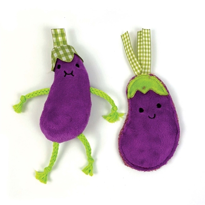 Happy Pet Tabby Patch Aubergines met Catnip 12 & 15 cm - 2 stuks