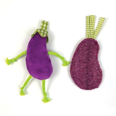 Happy Pet Tabby Patch Aubergines met Catnip 12 & 15 cm - 2 stuks