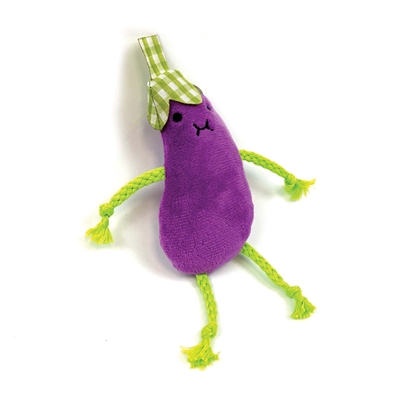Happy Pet Tabby Patch Aubergines met Catnip 12 & 15 cm - 2 stuks